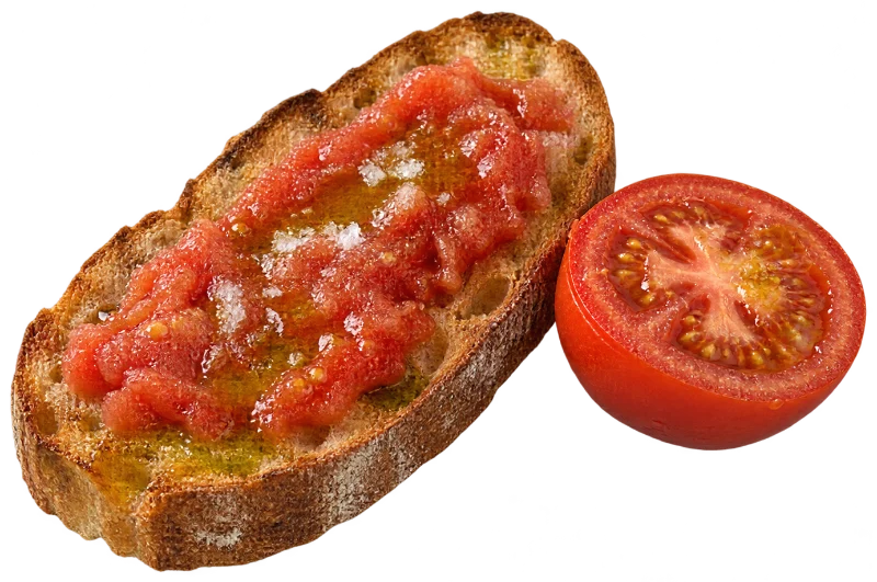 Geröstetes Brot mit Tomate und Olivenöl
